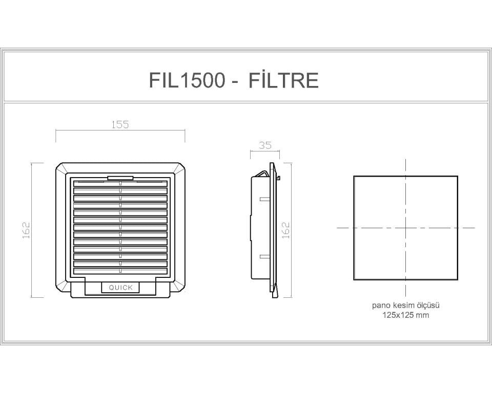 Fil-1500 Pano Havalandırma Menfezi | 155x162 mm. | Filtreli