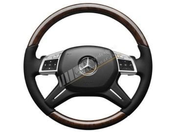 Mercedes Benz Gül Kaplama Ahşap Deri Direksiyon Siyah