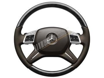 Mercedes Benz Siyah Kavak  Ahşap Deri Direksiyon Kahverengi