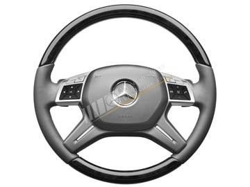 Mercedes Benz Siyah Kavak Ahşap Deri Direksiyon Gri Titreşimli