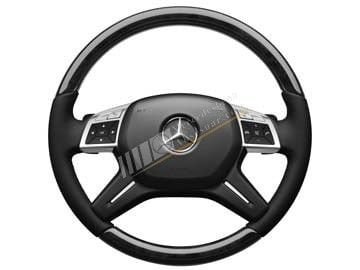Mercedes Benz Siyah Kavak Ahşap Deri Direksiyon Siyah Titreşimli