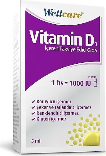 Wellcare Vitamin D3 1000 IU Sprey Takviye Edici Gıda 5 ml