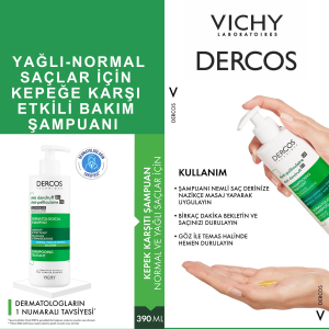VICHY DERCOS KEPEĞE KARŞI ŞAMPUAN NORMAL VE YAĞLI SAÇLAR 390 ML