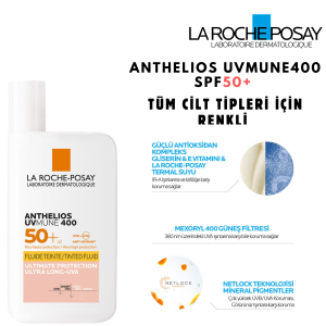 LA ROCHE POSAY ANTHELIOUS UVMUNE400 TÜM CİLT TİPLERİ İÇİN RENKLİ ÇOK YÜKSEK GÜNEŞ KORUMASI SPF50+