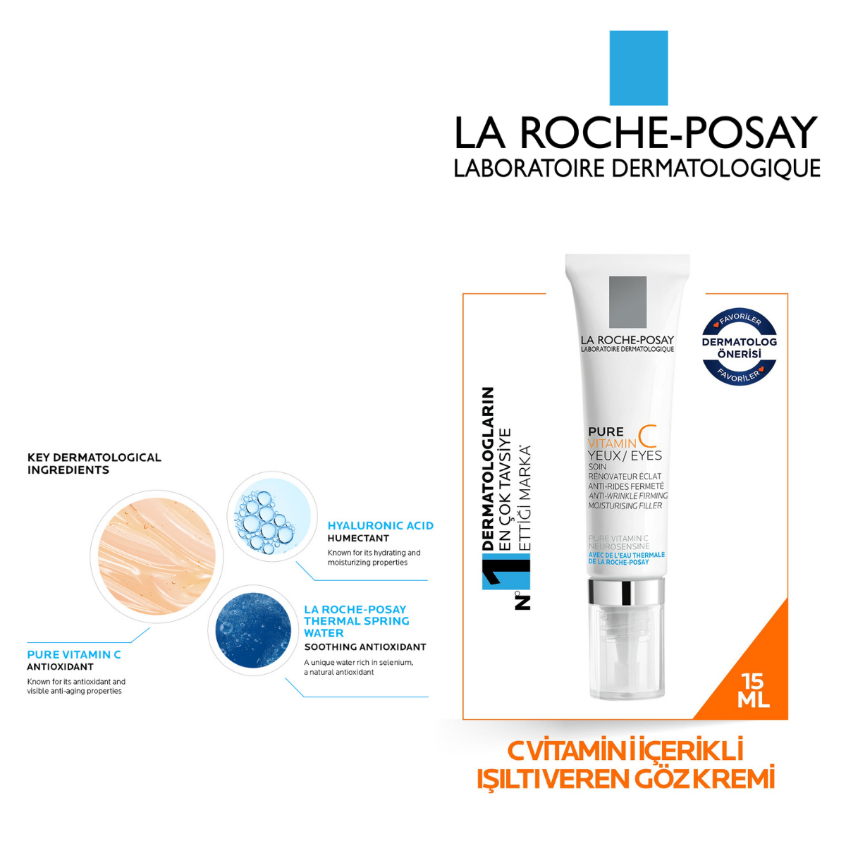 LA ROCHE POSAY REDERMIC C YAŞLANMA KARŞITI GÖZ ÇEVRESİ BAKIM KREMİ 15 ML