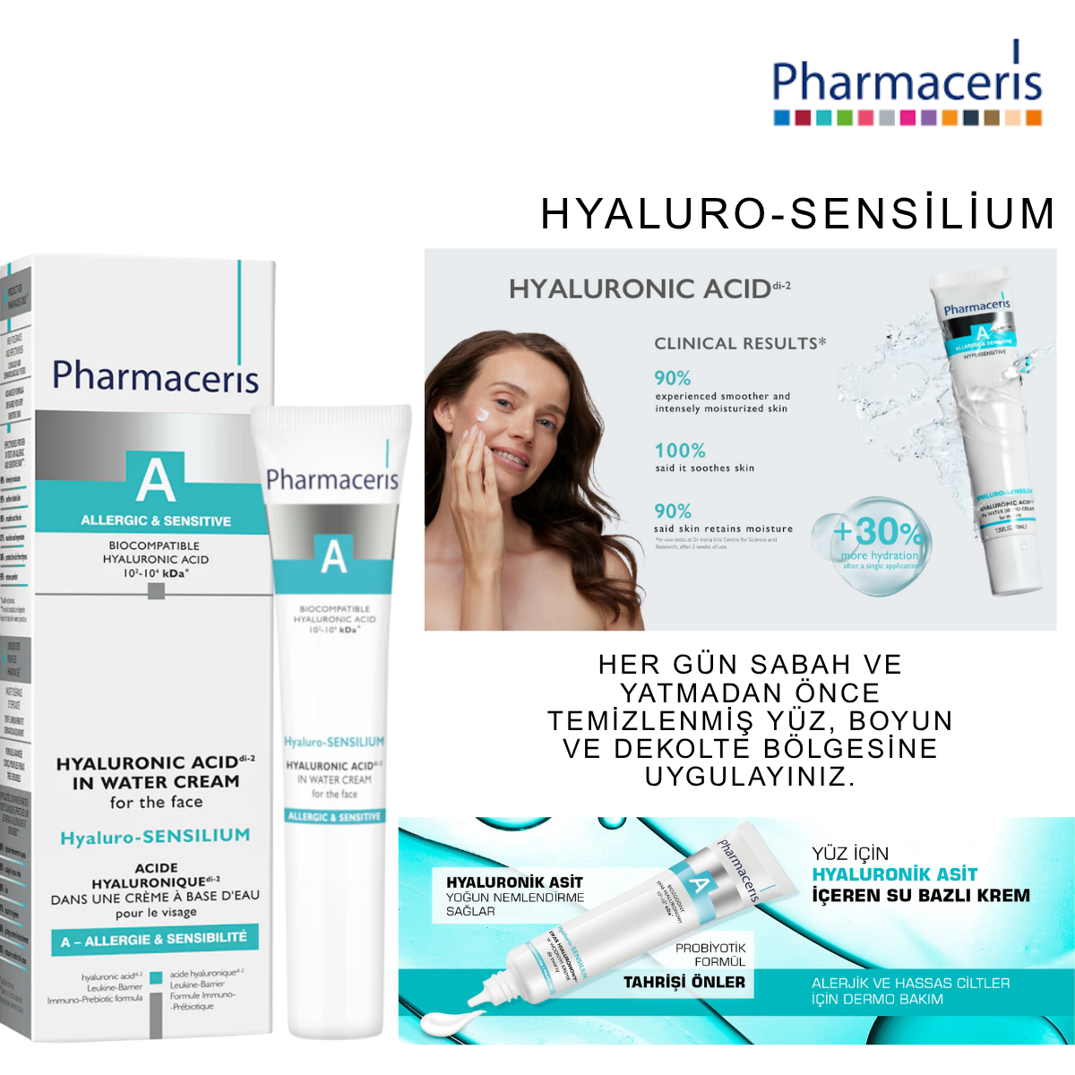 PHARMACERIS HYALURONIK ASIT ICEREN SU BAZLI YÜZ KREMİ 40 ML