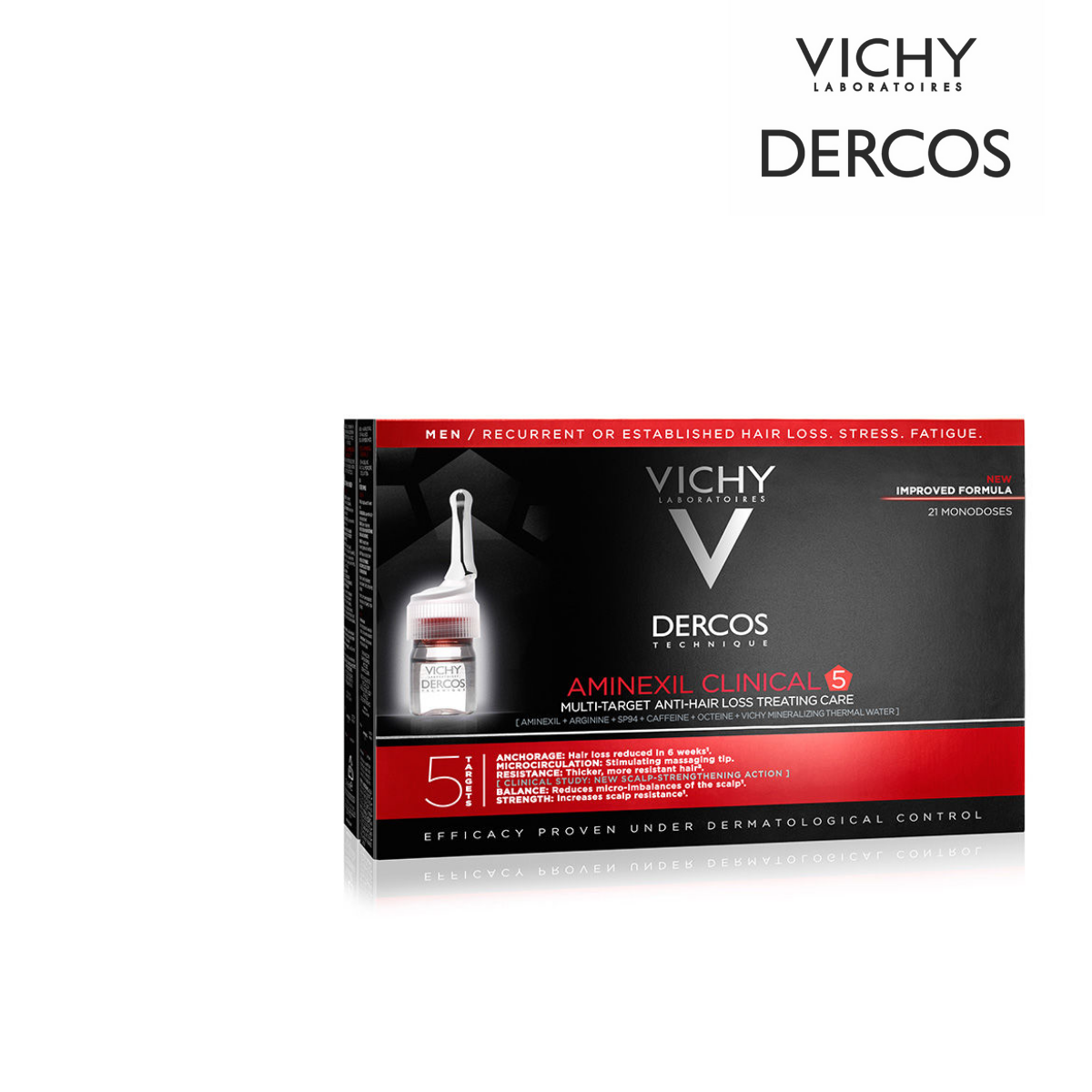 Vichy Dercos Aminexil Clinical 5 21x6ml - Erkekler için Saç Dökülmesine Karşı Serum