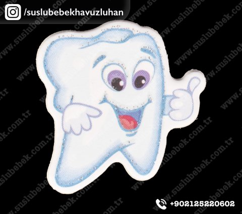 Büyük Sevimli Diş Sticker 12'li Pakette
