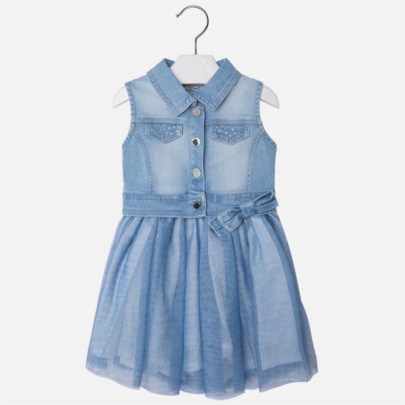 DENIM TÜLLÜ ELBİSE