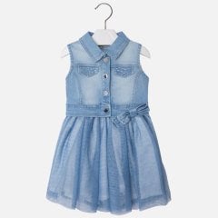 DENIM TÜLLÜ ELBİSE