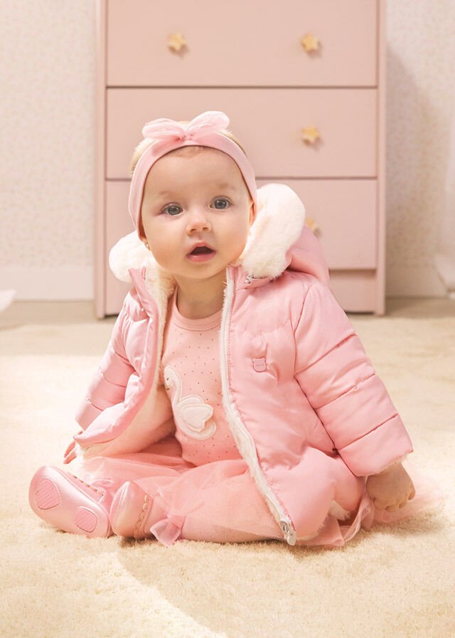 BABY PEMBE ÇİFT TARAFLI KÜRK MANTO