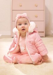 BABY PEMBE ÇİFT TARAFLI KÜRK MANTO