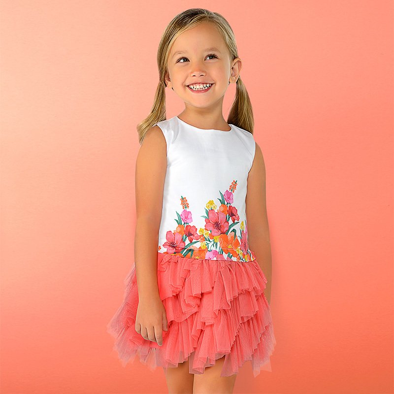 ETEĞİ TÜLLÜ FLORAL ELBİSE