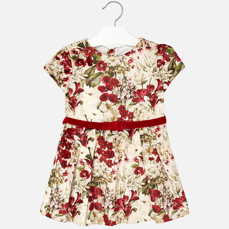 FLORAL KADİFE ELBİSE