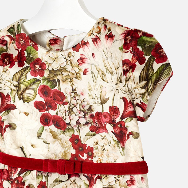 FLORAL KADİFE ELBİSE