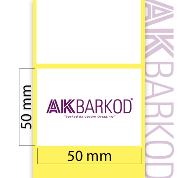 50 x 50 mm Tekli Kuşe Yapışkanlı Etiket (1.000)