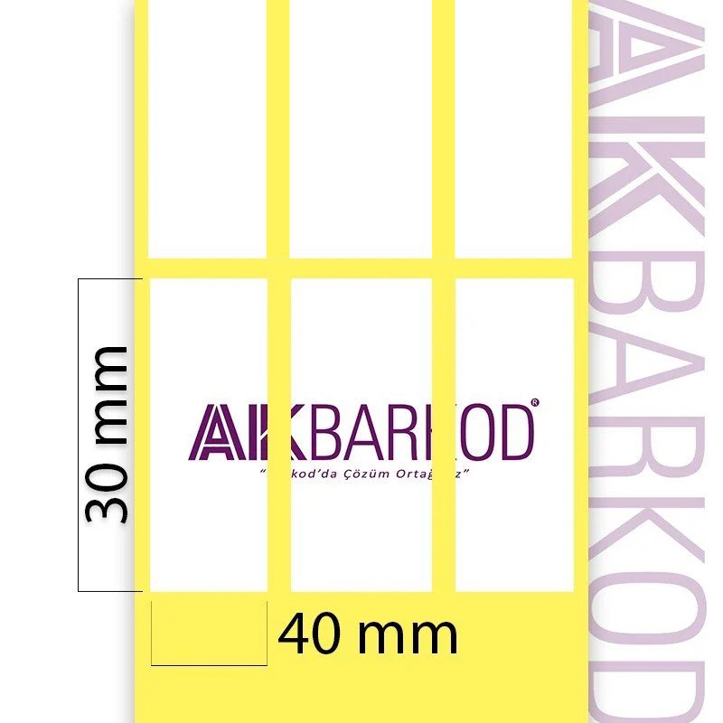 30 x 40 mm Kuşe 3'lü Yapışkanlı Etiket (3.000)