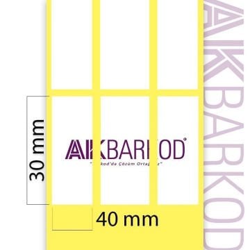30 x 40 mm Kuşe 3'lü Yapışkanlı Etiket (3.000)
