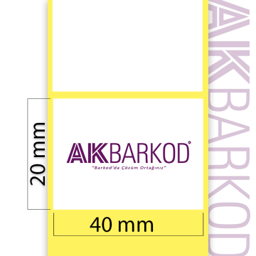 20 x 40 mm Tekli Kuşe Yapışkanlı Etiket (2.000)