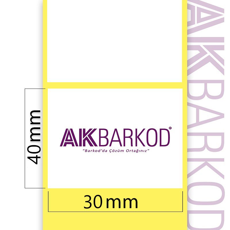 40 x 30 mm Tekli Kuşe Yapışkanlı Etiket (1.000)