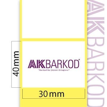 40 x 30 mm Tekli Kuşe Yapışkanlı Etiket (1.000)