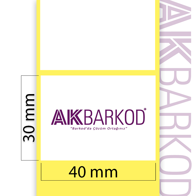 40 x 30 mm Tekli Kuşe Yapışkanlı Etiket (2.000)