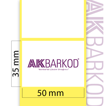 50 x 35 mm Tekli Kuşe Yapışkanlı Etiket (1.000)