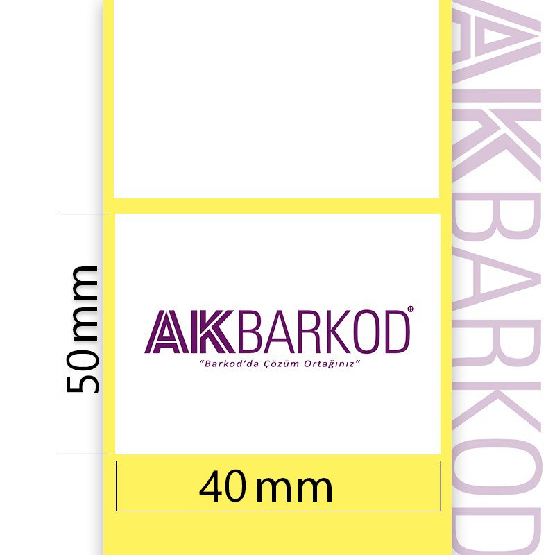 50 x 40 mm Tekli Kuşe Yapışkanlı Etiket (2.000)