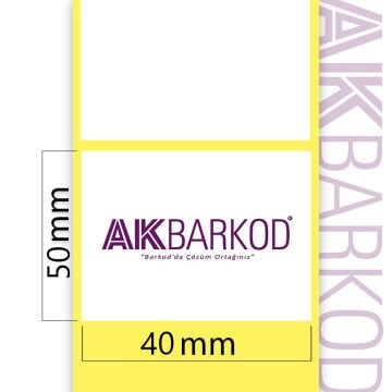 50 x 40 mm Tekli Kuşe Yapışkanlı Etiket (1.000)