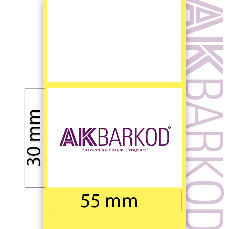 30 x 55 mm Tekli Kuşe Yapışkanlı Etiket (2.000)