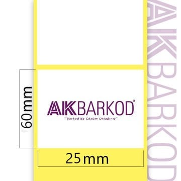 60 x 25 mm Tekli Kuşe Yapışkanlı Etiket (2.000)