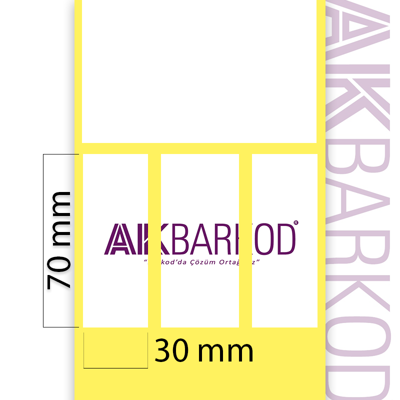 30 x 70 mm 3'lü Ayrık Kuşe Yapışkanlı Etiket (2.000)