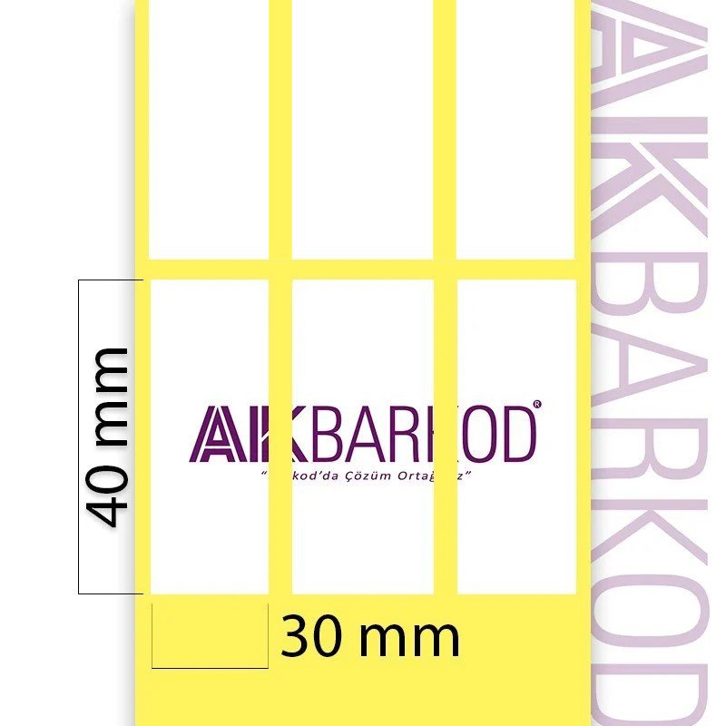 40 x 30 mm 3'li Ayrık Kuşe Yapışkanlı Etiket (3.000)