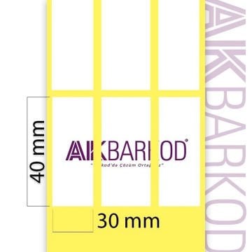 40 x 30 mm 3'li Ayrık Kuşe Yapışkanlı Etiket (3.000)
