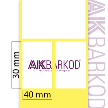 40 x 30 mm 2'li Ayrık Kuşe Yapışkanlı Etiket (4.000)