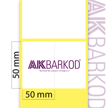 50 x 50 mm 2'li Ayrık Kuşe Yapışkanlı Etiket (2.000)