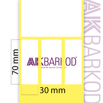 70 x 30 mm 3'lü Ayrık Termal Sticker (3.000)