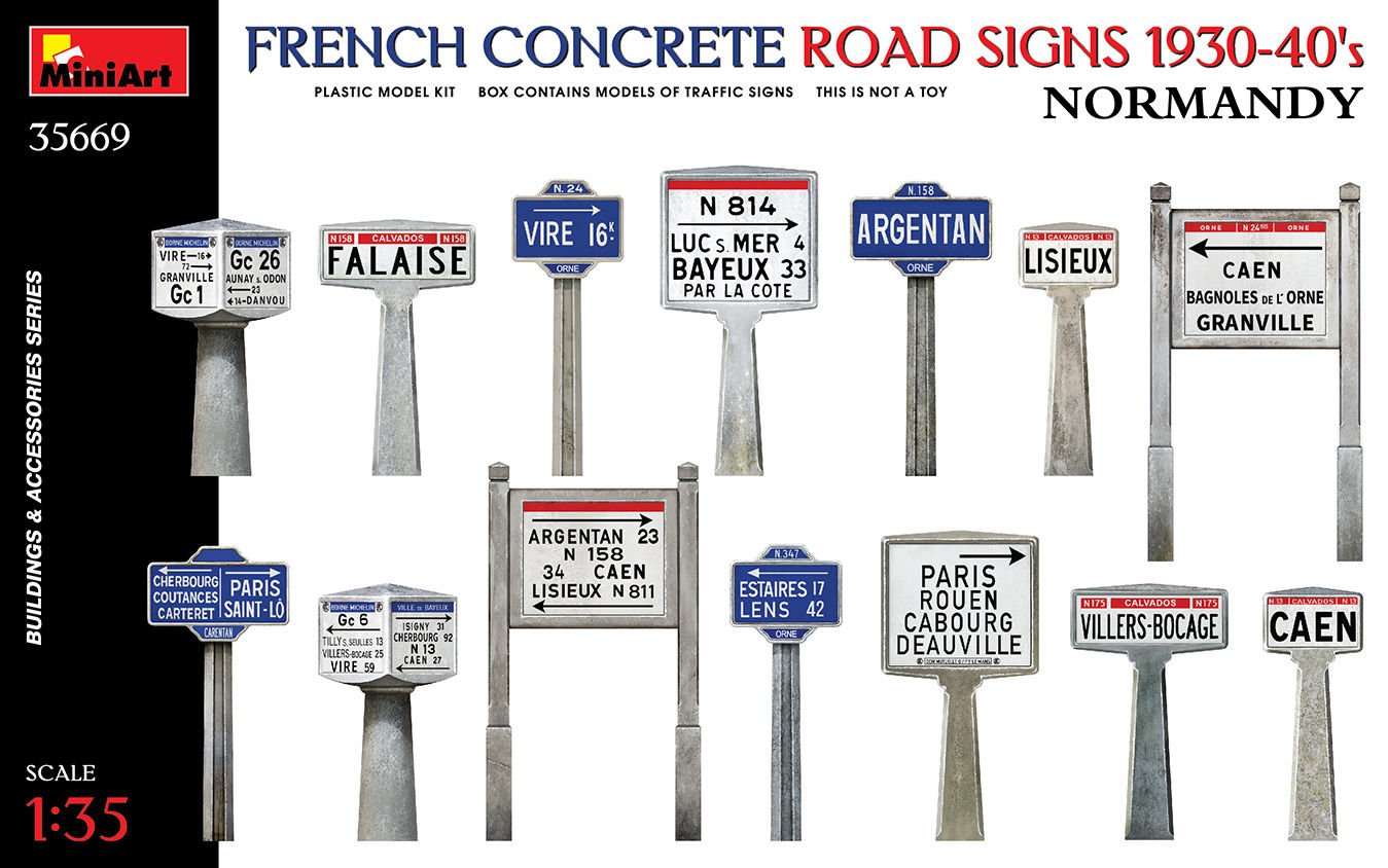 MiniArt Fransız Beton Yol İşaretleri 1930-40'lar Normandiya