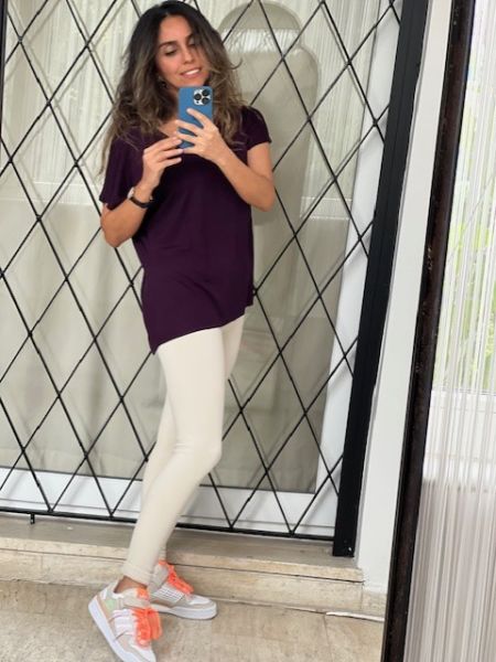 V Yaka Mürdüm Renk Sinu Tshirt