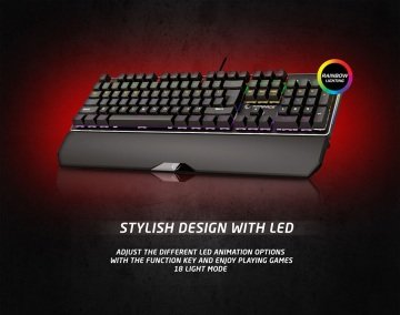 Rampage KB-R91 Optik Switch Su Geçirmez Gökkuşağı Ledli RGB Şeritli Metal Yüzey Mekanik Gaming Oyuncu Klavye