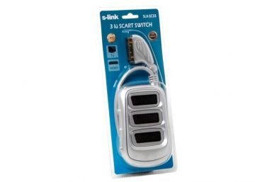 S-link SLX-SC33 SCART to 3 SCART Çoklayıcı Gümüş Nikel Uçlu Kablo