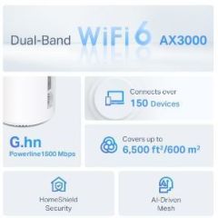 DECO-PX50-2P AX3000+G1500 Whole Home Powerline Mesh Wi-Fi 6 System
