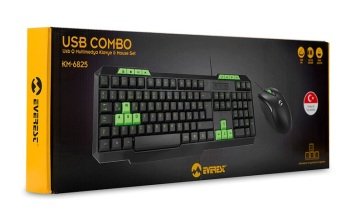 Everest Km-6825 Gaming Yeşil Tuşlu Kablolu Klavye Mouse Set - Türkçe Multimedia