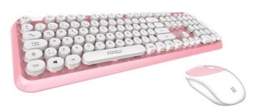 Everest Round Km-6282 Pembe Kablosuz Klavye Mouse Set - Multimedia Daktilo Tip