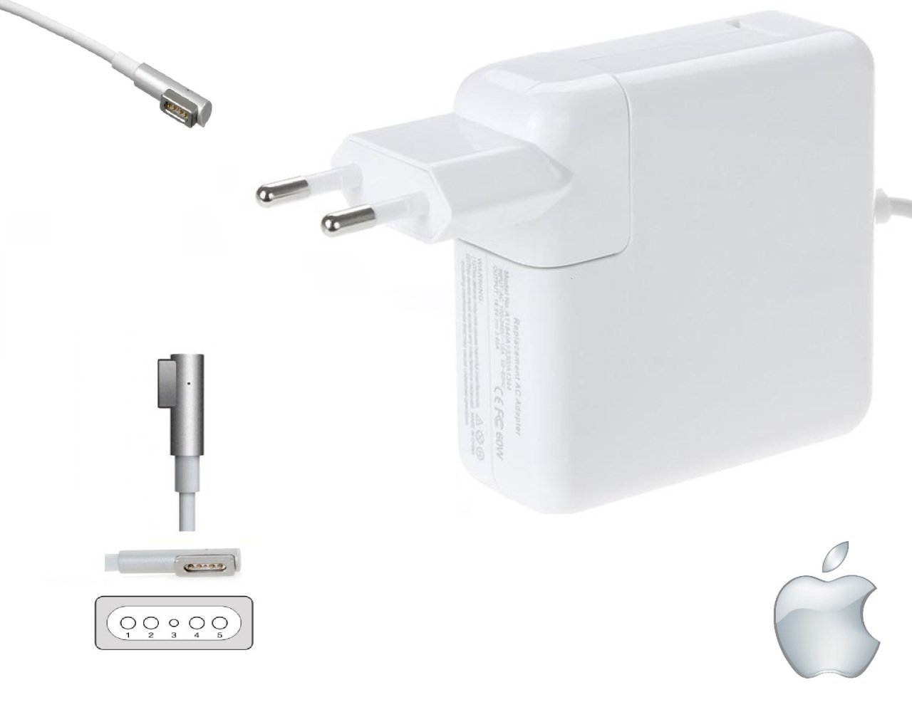 Compaxe CLAP-306 Apple Macbook Pro Şarj Aleti 85W MagSafe...Yüksek Verimli 18.5V 4.6A 85W Old L Type Konnektörlü Kolay Taşınabilir Tasarım Apple Şarj Adaptörü