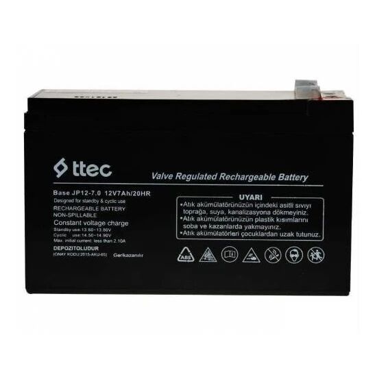 TTEC - UPS Uyumlu Bakımsız Kuru Akü 12V 7A 2Kg