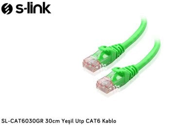 S-link SL-CAT6030GR 30cm Yeşil Utp CAT6 Kablo