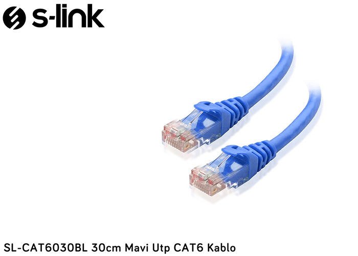 S-link SL-CAT6030BL 30cm Mavi Utp CAT6 Kablo