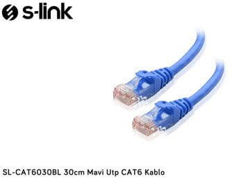 S-link SL-CAT6030BL 30cm Mavi Utp CAT6 Kablo