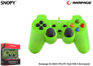 Snopy Rampage SG-R602 PS3/PC Yeşil USB 1.8m Joypad
